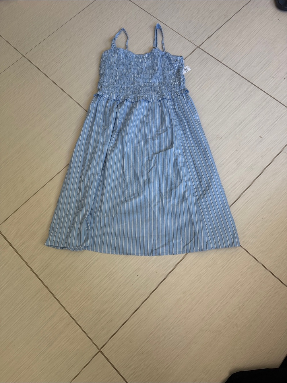 Old Navy Blue & White Striped Sundress — Smocked Bodice